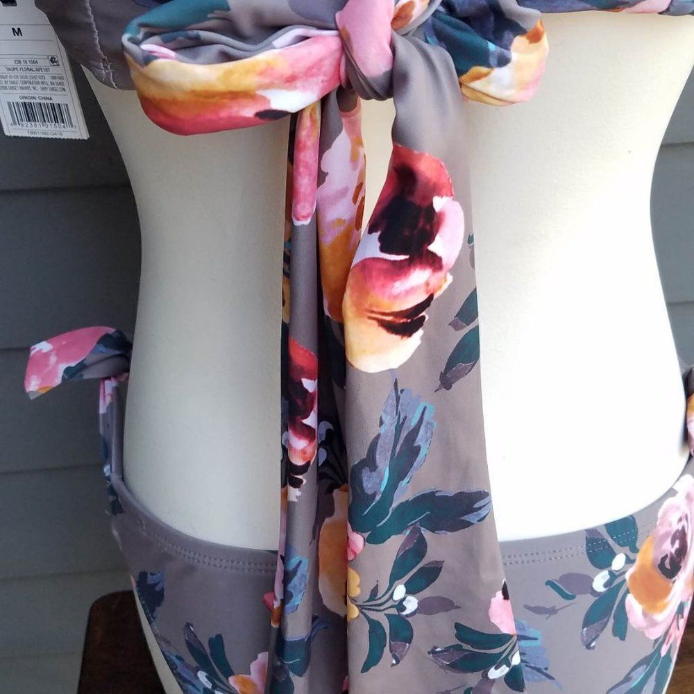 NWT Shade & Shore Taupe Floral Bikini size Medium - Picture 9 of 15